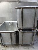 *3 Large Aluminium Mobile Chip Storage Units with Strainers and Water Outlets