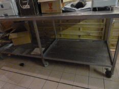 *8 ft Stainless Steel Mobile Table with Under shelves