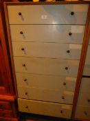 *G Plan Chest of 7 Drawers in Light Oak Finish with Grey Painted Drawers