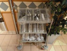 *3 Level Cutlery Trolley Complete with Trays and a Large Quantity of New Stainless Steel Plain