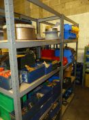 *2 Bays of Grey Shelving Containing Assorted Metal Clads, Sockets, Bearings, Pipe Flanges etc
