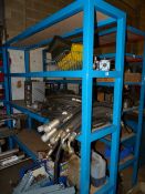 *4 Tier Metal Fabricated Shelving Containing Assorted Hydraulics Hoses etc