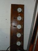 *Aluminium Scaffold Pole, Pallet Racking Beams, 6 Brass Gauges Mounted on Hard Wood Panel