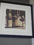 SIGNED FRAME PRINT WINE BOTTLES