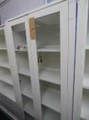 *Glazed Display Cabinet in White Finish with Brushed Stainless Steel Handles