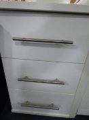 *Pair of White 3 Drawer Bedside Cabinets with Brush Stainless Steel Handles
