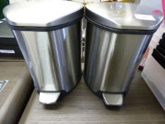 *Pair of Brushed Stainless Steel Pedal Bins