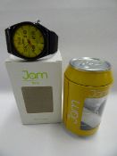 Jam Time Watch with Yellow Face and Black Strap