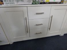 *White Sideboard Unit in White Finish with Brush Stainless Steel Handles
