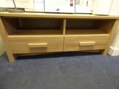 *LIGHT OAK OCCASIONAL TABLE WITH 2 DRAWERS