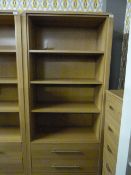 *Open Fronted Bookcase over Drawers in Light Oak Finish
