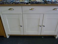 *Sideboard Unit with Light Wood Top and Cream Painted Finish