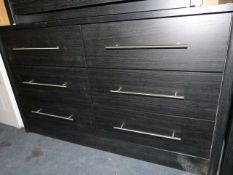 *Black Ash Chest of 6 Drawers with Brushed Stainless Steel Handles