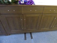 *Sideboard in Dark Wood Finish with Brush Stainless Steel Handles - 2 Cupboards, 2 Drawers