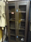 *Display Cabinet enclosed by Double Glass Doors in Dark Oak Finish