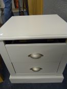 *2 Drawer Bedside Cabinet in Grey Finish with Brushed Stainless Steel Handles