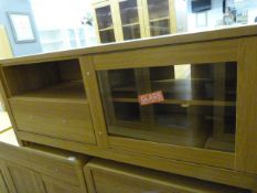*Home Entertainment and Media Unit in Light Oak Finish with Brushed Stainless Steel Handles