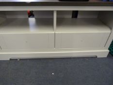 *TV and Home Entertainments Unit in Light Grey with Dark Wood Effect Top