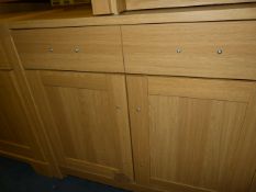 *2 Door Sideboard Unit with Drawer in Light Oak Finish with Brushed Stainless Steel Handles
