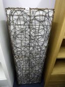 Set of 3 Graduated Cane and Calico Floor Lamps - No Fittings