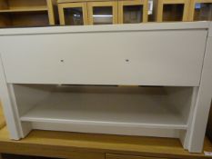 *Occasional Table with Drawer & Under Shelf in White Finish with Brushed Stainless Steel Handle