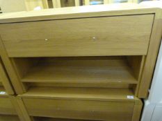 *Occasional Table with Drawer & Under Shelf in Light Oak Finish with Brushed Stainless Steel Handle