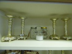 *2 PAIRS OF GOLD AND SILVER CANDLE STICKS