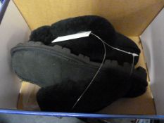 *Pair of Sheep Skin Slippers - Black Size 4