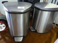 *Pair of Brushed Stainless Steel Pedal Bins