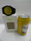 Jam Time Watch with Yellow Face and Black Strap
