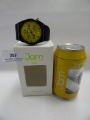 Jam Time Watch with Yellow Face and Black Strap