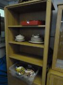 *Open Fronted Bookcase over Drawers in Light Wood Finish