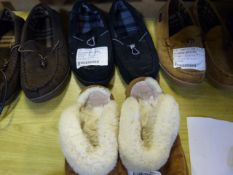 *3 Pairs of Gents Suede Slippers & Pair of Lady's Sheep Skin Slippers Mixed Sizes