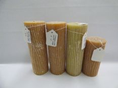 *4 ASSORTED DESIGNER WOOD CANDLES