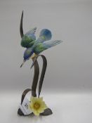 Bronze and Porcelain Figure of a Kingfisher & Flower