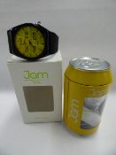 Jam Time Watch with Yellow Face and Black Strap