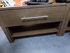 *Occasional Table with Drawer in Dark Oak Finish with Brushed Stainless Steel Handle