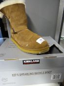 *Pair of Lady's Sheepskin  Boots with Buckles Size 4