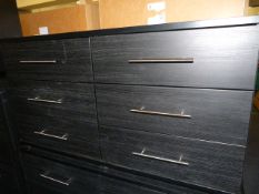 *Chest of 6 Drawers in Black Ash Finish with Brushed Stainless Steel Bar Handles