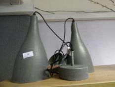 *2 INDUSTRIAL STYLE GREY LIGHT PENDANT FITTINGS