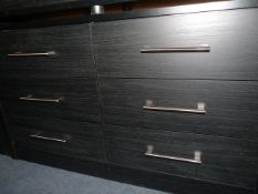 *Chest of 6 Drawers in Black Ash Finish with Brushed Stainless Steel Bar Handles