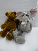 2 Soft Toys - 1 Teddy Bear and 1 Sad Elephant