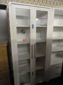 *Glazed Display Cabinet in White Finish with Brushed Stainless Steel Handles