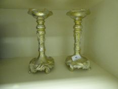 *PAIR OF GOLD AND SILVER CANDLE STICKS
