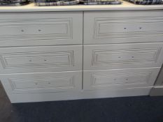 *Chest of 6 Drawers in White Finish with Brushed Stainless Steel Handles