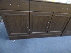 *Sideboard in Dark Wood Finish with Brush Stainless Steel Handles - 2 Cupboards, 3 Drawers