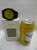 Jam Time Watch with Yellow Face and Black Strap