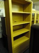 *Open Fronted Bookcase over Drawers in Light Oak Finish with Brushed Stainless Steel Handles