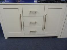 *White 3 Drawer 2 Door Unit with Brushed Stainless Steel Handles
