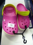 *Pair of Girls Crocs Size 1 - Pink and Yellow